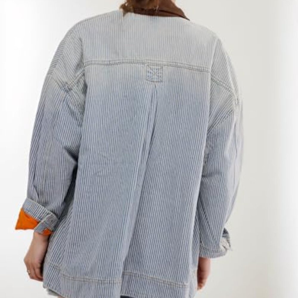 Oversized Denim Jacket Button Down Long Sleeve Sh… - image 3